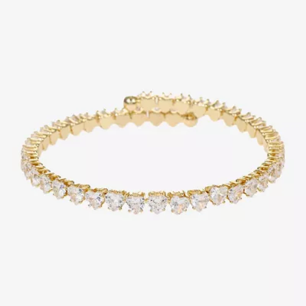 Sparkle Allure Coil Cubic Zirconia 14K Gold Over Brass Heart Round Wrap Bracelet