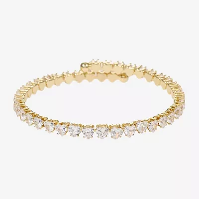 Sparkle Allure Coil Cubic Zirconia 14K Gold Over Brass Heart Round Wrap Bracelet