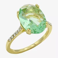 Sparkle Allure Womens Green Crystal 14K Gold Over Brass Oval Cocktail Ring