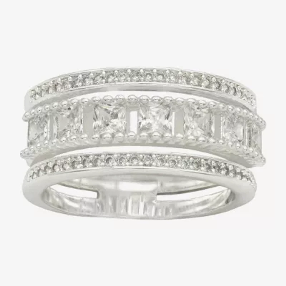Sparkle Allure Womens 9M Cubic Zirconia Pure Silver Over Brass Band