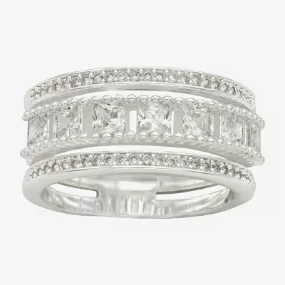 Sparkle Allure Womens 9M Cubic Zirconia Pure Silver Over Brass Band