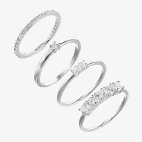 Sparkle Allure 4-pc. Cubic Zirconia Pure Silver Over Brass Ring Sets