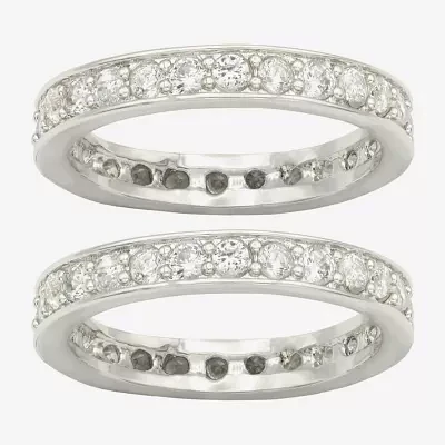 Sparkle Allure 2-pc. Crystal Pure Silver Over Brass Ring Sets