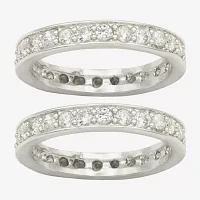 Sparkle Allure 2-pc. Crystal Pure Silver Over Brass Ring Sets