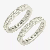 Sparkle Allure 2-pc. Crystal Pure Silver Over Brass Ring Sets