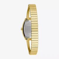 Caravelle Designed By Bulova Womens Crystal Accent Gold Tone Stainless Steel Bangle Watch 44l226