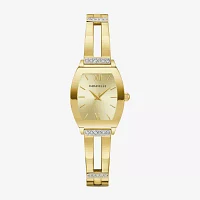 Caravelle Designed By Bulova Womens Crystal Accent Gold Tone Stainless Steel Bangle Watch 44l226
