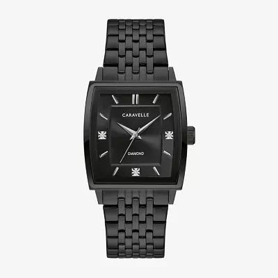 Caravelle Designed By Bulova Mens Diamond Accent Black Stainless Steel Bracelet Watch 45d111