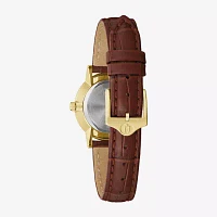 Bulova Sutton Womens Diamond Accent Brown Leather Strap Watch 97p170