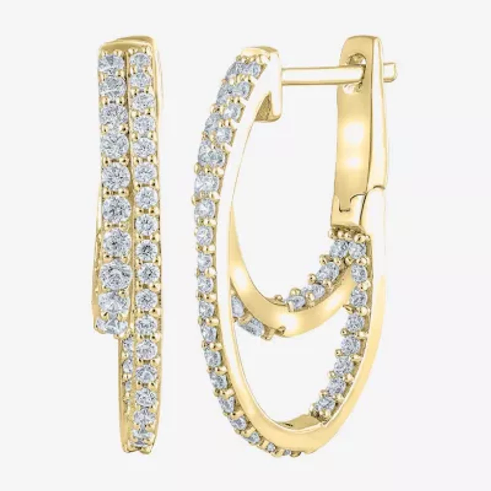 (G,Si2) 1 CT. T.W. Lab Grown White Diamond 10K Gold 22.5mm Hoop Earrings