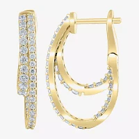 (G,Si2) 1 CT. T.W. Lab Grown White Diamond 10K Gold 22.5mm Hoop Earrings