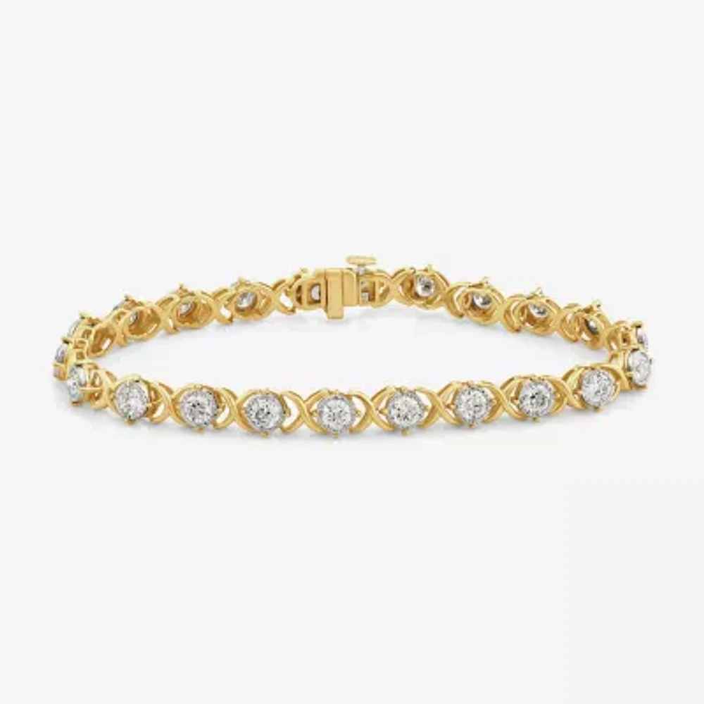 (F,Si2) 4 CT. T.W. Lab Grown White Diamond 10K Gold 7.25 Inch Tennis Bracelet