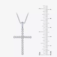 G Womens 1/2 CT. T.W. Lab Grown White Diamond 10K White Gold Cross Pendant Necklaces