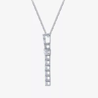 (G Womens 1/2 CT. T.W. Lab Grown White Diamond 10K White Gold Cross 18 Inch Pendant Necklace