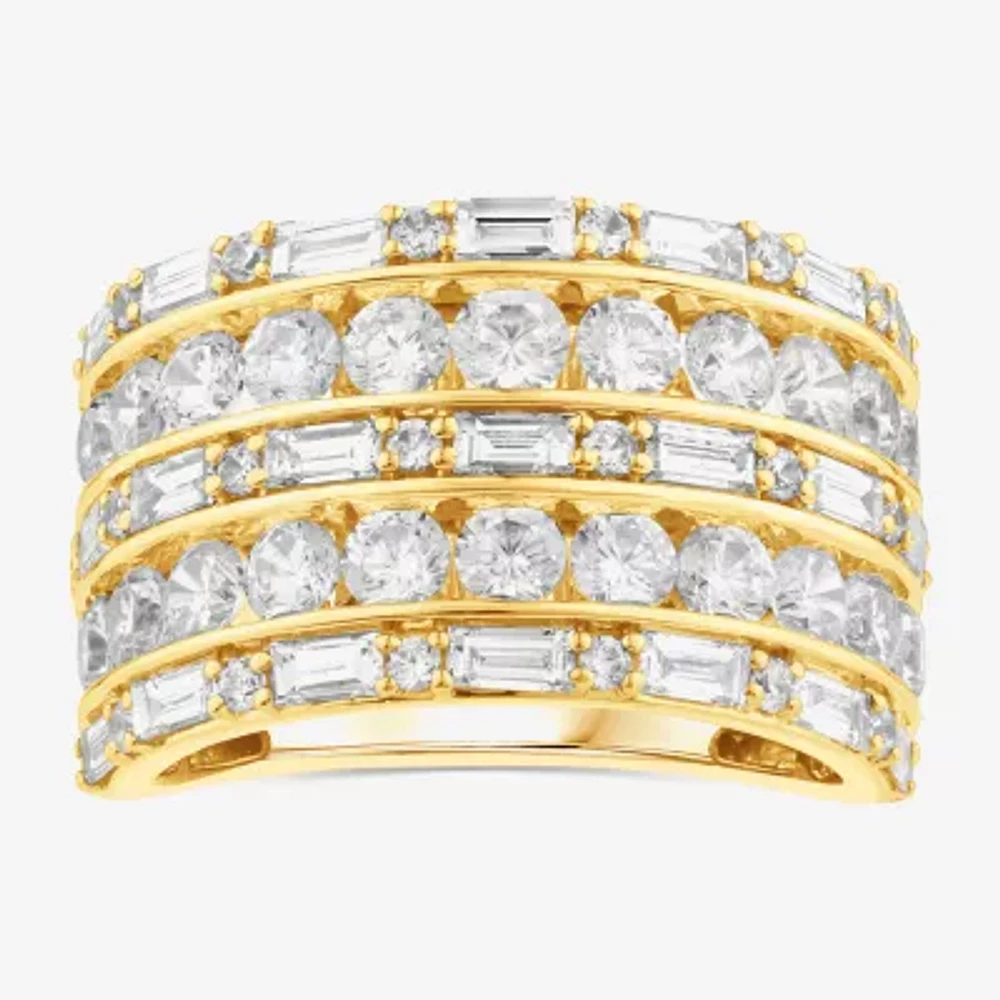 (F, Si2) Womens 3 CT. T.W. Lab Grown White Diamond 10K Gold Cocktail Ring