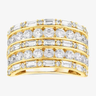 (F, Si2) Womens 3 CT. T.W. Lab Grown White Diamond 10K Gold Cocktail Ring