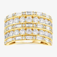 (F, Si2) Womens 3 CT. T.W. Lab Grown White Diamond 10K Gold Cocktail Ring