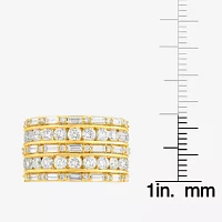 (F, Si2) Womens 3 CT. T.W. Lab Grown White Diamond 10K Gold Cocktail Ring