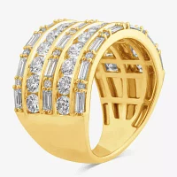 (F, Si2) Womens 3 CT. T.W. Lab Grown White Diamond 10K Gold Cocktail Ring