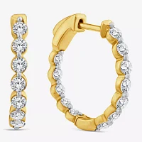 (F/ Si2) 1 CT. T.W. Lab Grown White Diamond 10K Gold 13.9mm Hoop Earrings