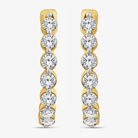 (F/ Si2) 1 CT. T.W. Lab Grown White Diamond 10K Gold 13.9mm Hoop Earrings