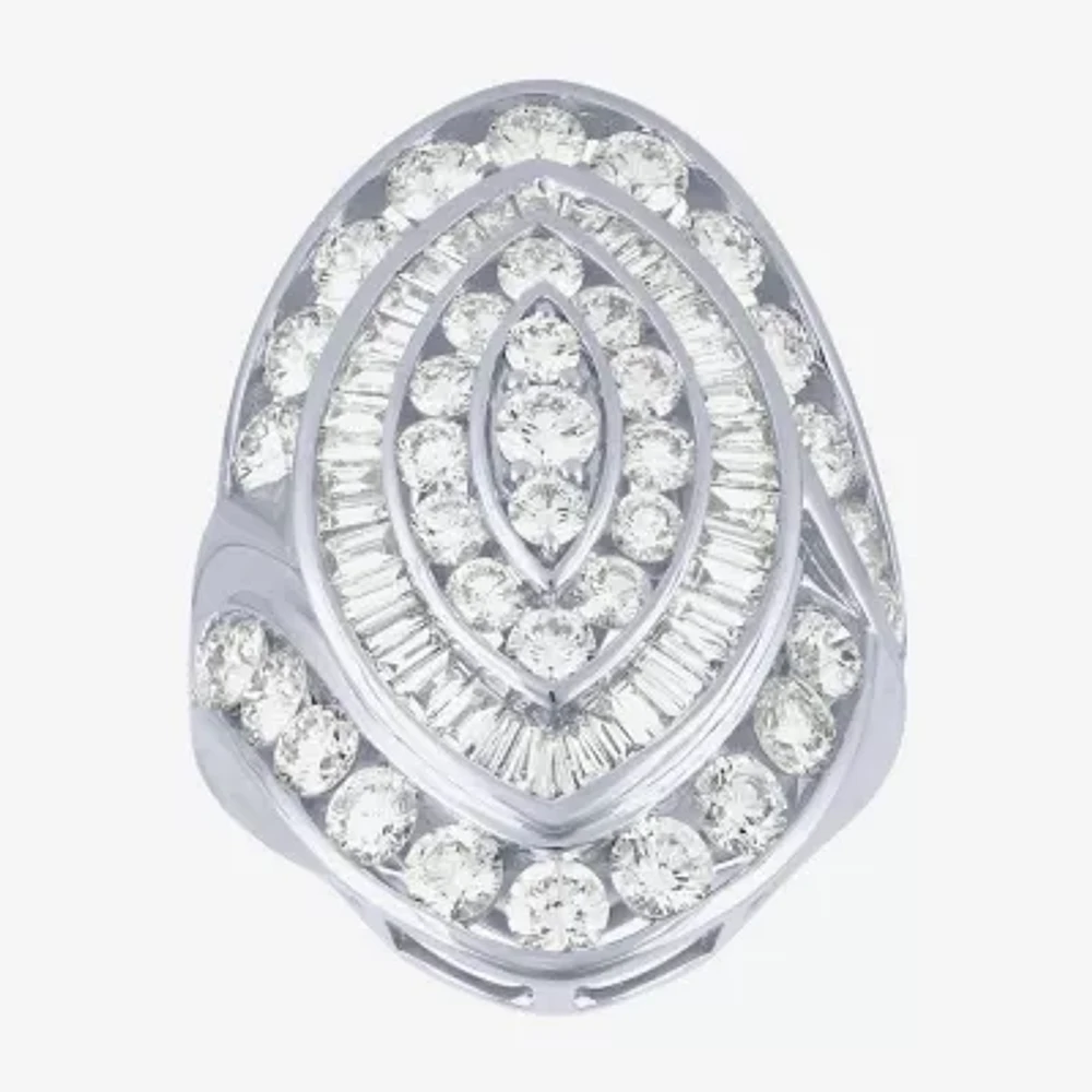 G/S12) Womens CT. T.W. Lab Grown White Diamond 10K Gold Marquise Cluster Cocktail Ring