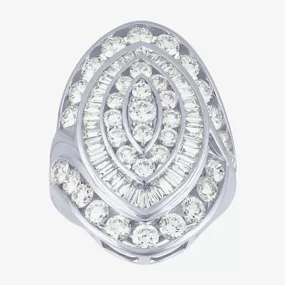 G/S12) Womens CT. T.W. Lab Grown White Diamond 10K Gold Marquise Cluster Cocktail Ring