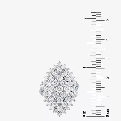 (G/S12) Womens 4 CT. T.W. Lab Grown White Diamond 10K Gold Marquise Cluster Cocktail Ring