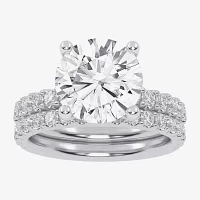 Signature By Modern Bride (G / Vs2-Si1) Womens 6 CT. T.W. Lab Grown White Diamond 14K Gold Round Side Stone Bridal Set
