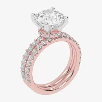Signature By Modern Bride (G / Vs2-Si1) Womens CT. T.W. Lab Grown White Diamond 14K Rose Gold Round Side Stone Bridal Set