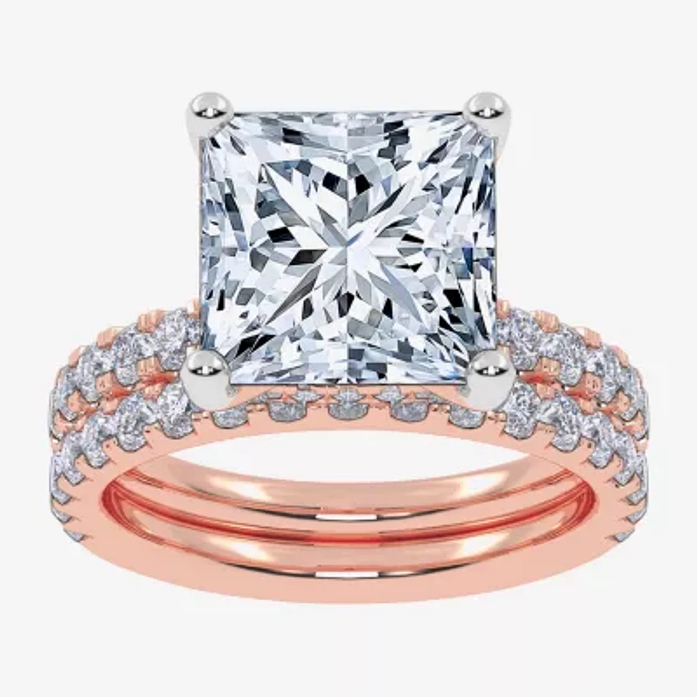 Signature By Modern Bride (G / Vs2-Si1) Womens 4 CT. T.W. Lab Grown White Diamond 14K Rose Gold Side Stone Bridal Set