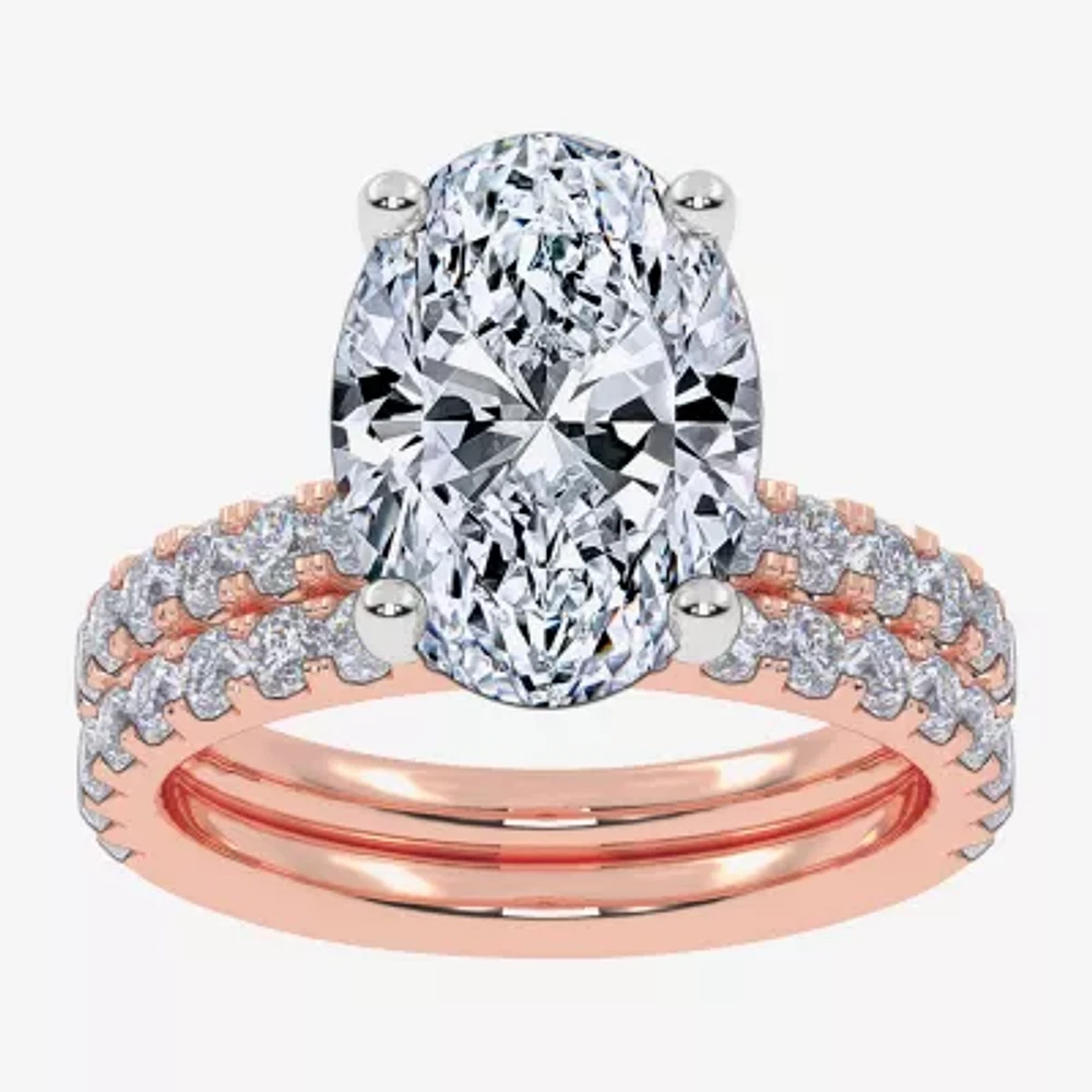 Signature By Modern Bride (G / Vs2-Si1) Womens CT. T.W. Lab Grown White Diamond 14K Rose Gold Oval Side Stone Bridal Set