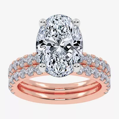 Signature By Modern Bride (G / Vs2-Si1) Womens CT. T.W. Lab Grown White Diamond 14K Rose Gold Oval Side Stone Bridal Set