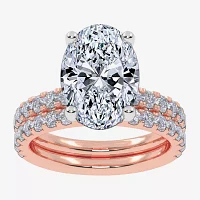 Signature By Modern Bride (G / Vs2-Si1) Womens CT. T.W. Lab Grown White Diamond 14K Rose Gold Oval Side Stone Bridal Set