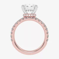 Signature By Modern Bride (G / Vs2-Si1) Womens 4 CT. T.W. Lab Grown White Diamond 14K Rose Gold Round Side Stone Bridal Set