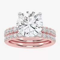 Signature By Modern Bride (G / Vs2-Si1) Womens 4 CT. T.W. Lab Grown White Diamond 14K Rose Gold Round Side Stone Bridal Set