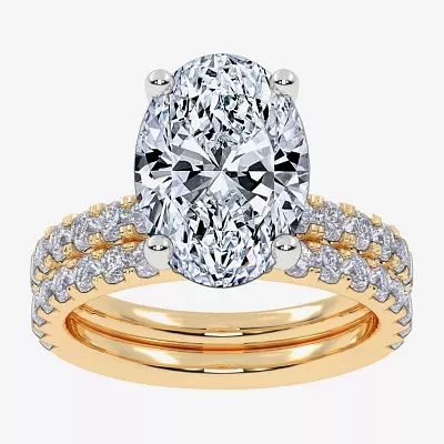 Signature By Modern Bride (G / Vs2-Si1) Womens 6 CT. T.W. Lab Grown White Diamond 14K Gold Oval Side Stone Bridal Set