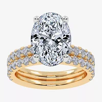 Signature By Modern Bride (G / Vs2-Si1) Womens 6 CT. T.W. Lab Grown White Diamond 14K Gold Oval Side Stone Bridal Set