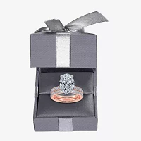 Signature By Modern Bride (G / Vs2-Si1) Womens 6 CT. T.W. Lab Grown White Diamond 14K Rose Gold Oval Side Stone Bridal Set