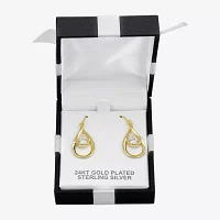 White Cubic Zirconia 24K Gold Over Silver Oval Drop Earrings
