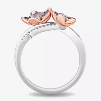 Enchanted Disney Fine Jewelry Womens Diamond Accent Genuine Red Rhodolite 14K Rose Gold Over Silver 14K Two Tone Gold Over Silver Flower Princess Mulan Side Stone Bypass  Cocktail Ring