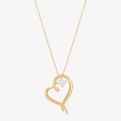 (H-1/Si2) Womens 1/4 CT. T.W. Lab Grown White Diamond 14K Gold Over Silver Sterling Silver Heart Pendant Necklaces