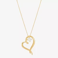 (H-1/Si2) Womens 1/4 CT. T.W. Lab Grown White Diamond 14K Gold Over Silver Sterling Silver Heart Pendant Necklaces