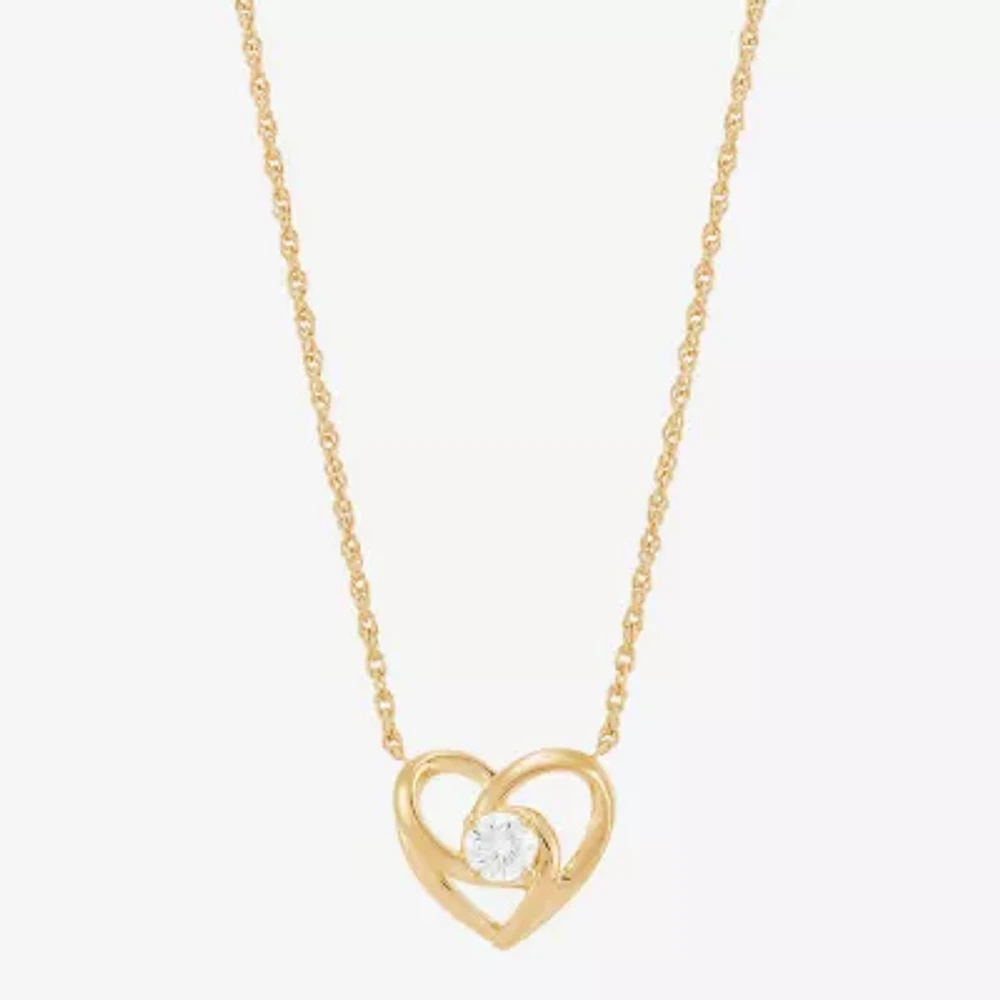 (H-I Womens 1/4 CT. T.W. Lab Grown White Diamond 14K Gold Over Silver Sterling Silver Heart Pendant Necklaces