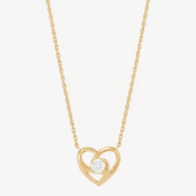 (H-I Womens 1/4 CT. T.W. Lab Grown White Diamond 14K Gold Over Silver Sterling Silver Heart Pendant Necklaces