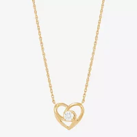 (H-I Womens 1/4 CT. T.W. Lab Grown White Diamond 14K Gold Over Silver Sterling Silver Heart Pendant Necklaces