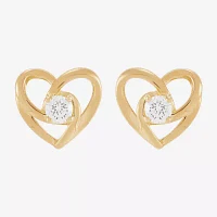 (H-I,Si2) 1/4 CT. T.W. Lab Grown White Diamond 14K Gold Over Silver Sterling Silver 9.6mm Heart Stud Earrings