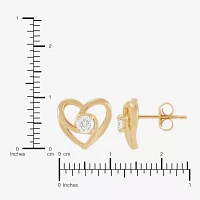 (H-I,Si2) 1/4 CT. T.W. Lab Grown White Diamond 14K Gold Over Silver Sterling Silver 9.6mm Heart Stud Earrings