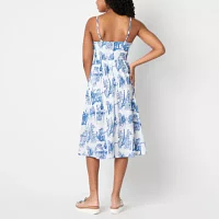 by&by Womens Sleeveless Floral Fit + Flare Dress Juniors