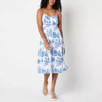 by&by Womens Sleeveless Floral Fit + Flare Dress Juniors
